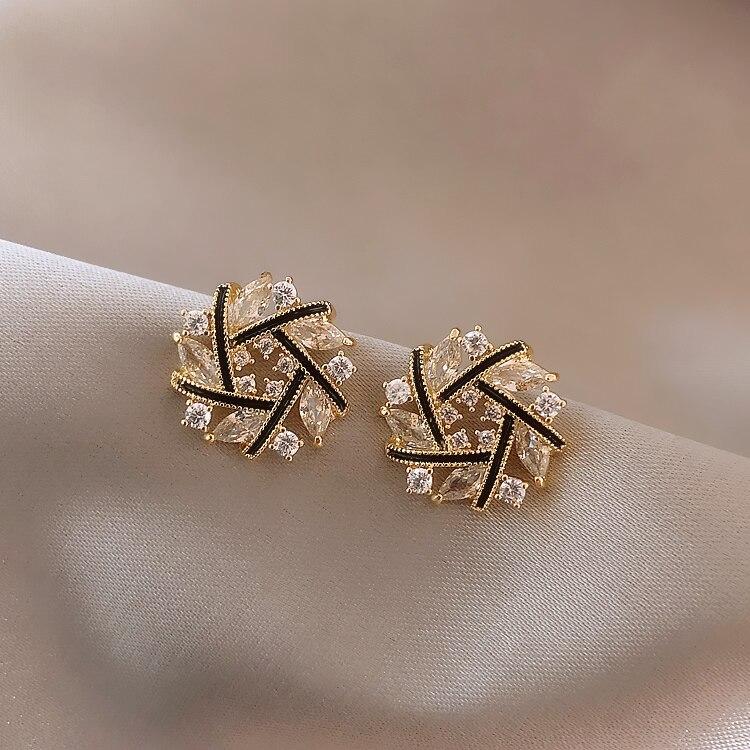 Black & Gold Flower Earrings