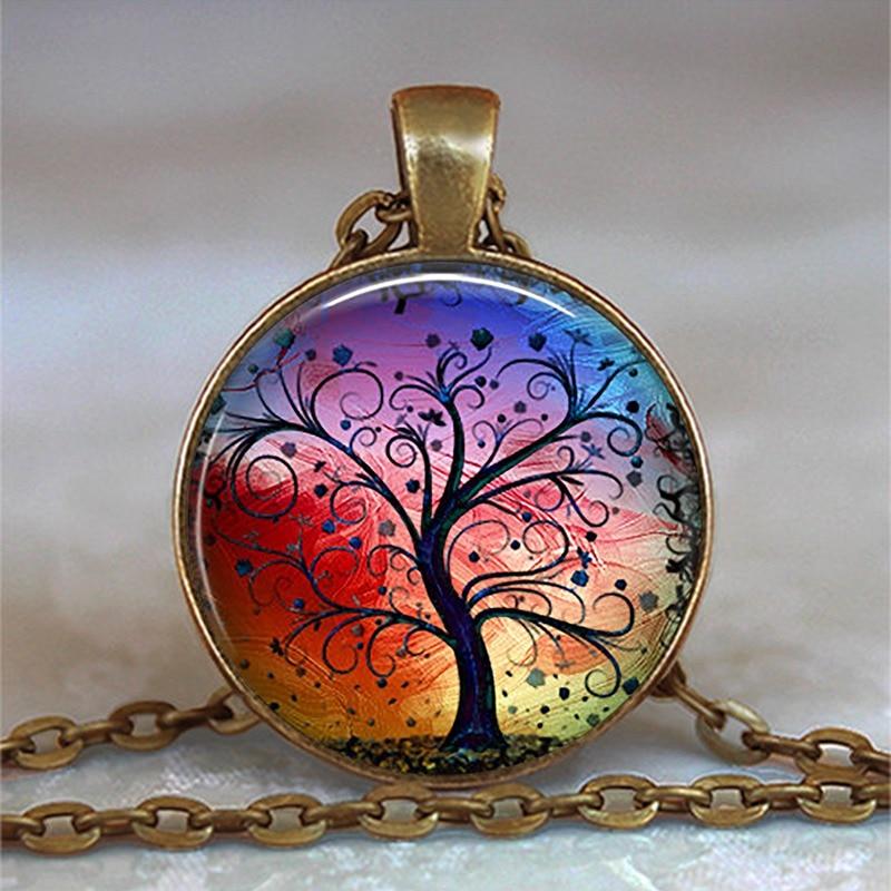 Tree of Life Glass Pendant Necklace