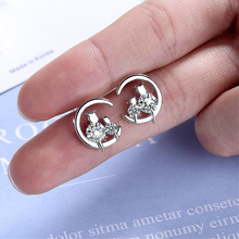 Load image into Gallery viewer, Silver Cat &amp; Moon Earrings
