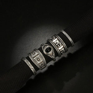 Elephant Black & Silver Rhinestone Ring Set