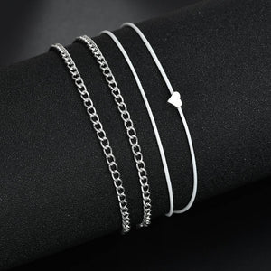Silver Heart Anklet