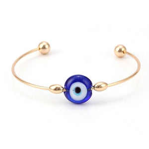Blue Evil Eye Copper Bangle