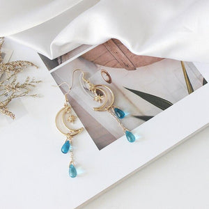 Moon & Star Drop Earrings