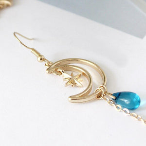 Moon & Star Drop Earrings