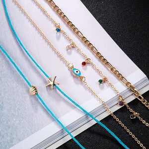 Evil Eye Charm Anklet Set