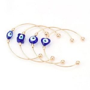 Blue Evil Eye Copper Bangle