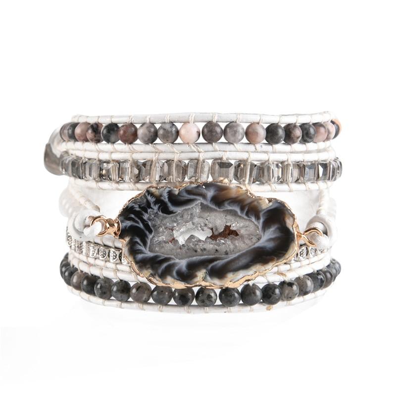 Agate and Jasper Stone Wrap Bracelet