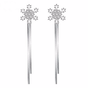 Snowflake Silver Drop Earrings