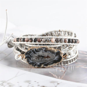 Agate and Jasper Stone Wrap Bracelet