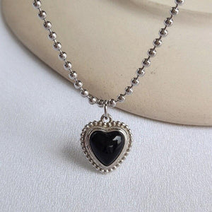 Black Agate Heart Necklace