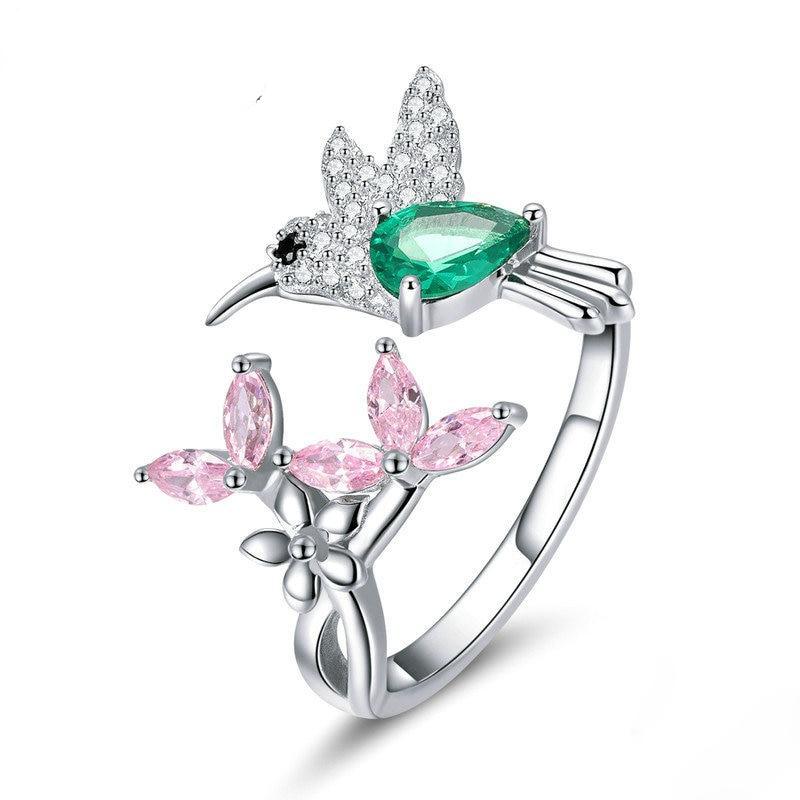 Hummingbird Gemstone Silver Ring
