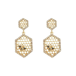Honeycomb & Bee Earrings