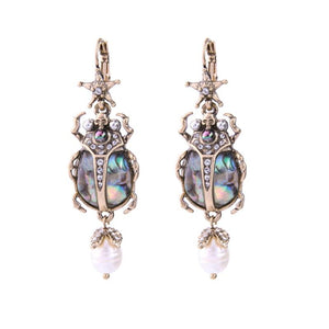 Beetle Drop Insect Earrings