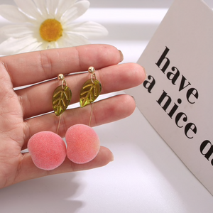 Fuzzy Peach Statement Earrings