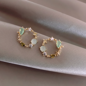 Round Crystal Flower Earrings
