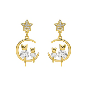 Cat & Moon Earrings