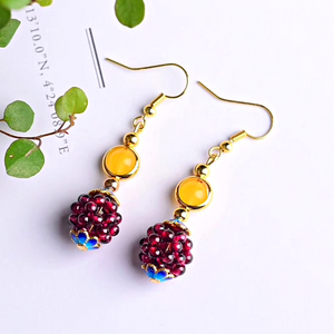 Natural Garnet Stone Blackberry Earrings