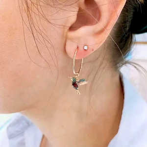 Hummingbird Hoop Earrings