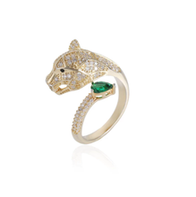 Load image into Gallery viewer, Fashion personality leopard head design gold zircon wedding ring
