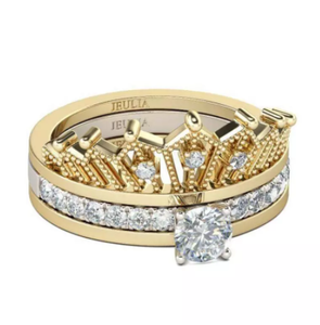 Two Pieces of Zircon Inlaid Gothic crown ring