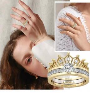 Two Pieces of Zircon Inlaid Gothic crown ring