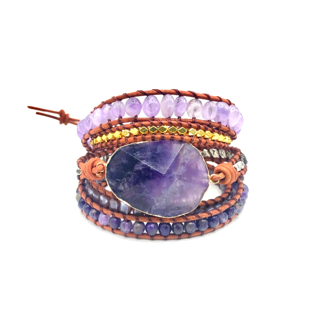 Amethyst Purple Crystal Wrap Bracelet