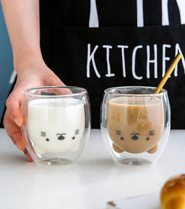 Wavy Double-Layer Glass Mug