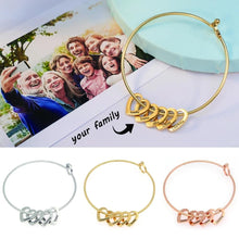 Load image into Gallery viewer, Mother&#39;s Day Gift Family Bangle Bracelet with Heart Shape Pendants
