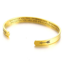 Load image into Gallery viewer, Daughter Bracelet  Whenever You Feel Overwhelmed Straighten Your Crown Cuff
