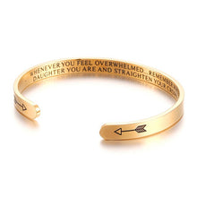 Load image into Gallery viewer, Daughter Bracelet  Whenever You Feel Overwhelmed Straighten Your Crown Cuff
