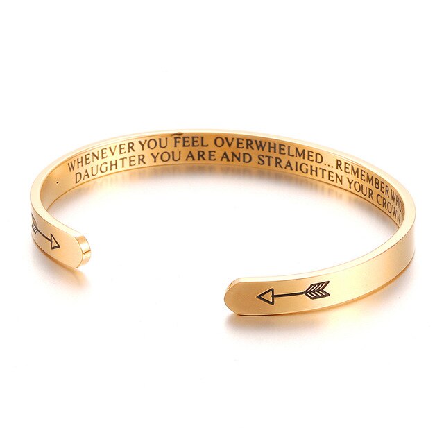 Daughter Bracelet  Whenever You Feel Overwhelmed Straighten Your Crown Cuff