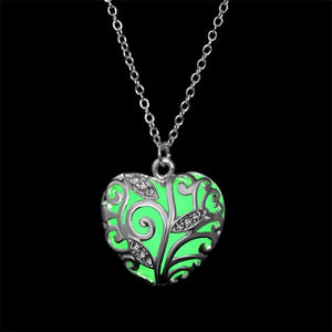 Heart Shape Hollow Pendant Glowing in the Dark Necklace