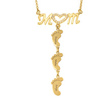 Load image into Gallery viewer, Inlay Mom Necklace With Baby Feet

