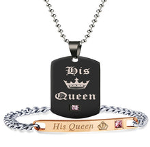 Load image into Gallery viewer, HER KING HIS QUEEN COUPLES NECKLACE SET

