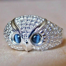 Load image into Gallery viewer, Cute Owl Finger Ring Blue Imitation Opal Eyes
