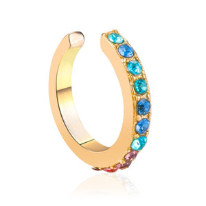 Fashion Gold Leaf Clip Earring For Women Without Piercing Puck Rock Vintage Crystal Ear Cuff Girls Jewerly Gifts