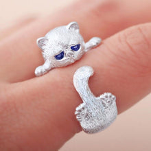 Load image into Gallery viewer, 100% 925 Sterling Silver Sweet Cute Cat Animal Ladies Finger Rings
