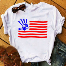 Load image into Gallery viewer, Women Shirt Plus Size American Women Striped Graphic Printed USA Flag
