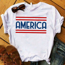 Load image into Gallery viewer, Women Shirt Plus Size American Women Striped Graphic Printed USA Flag
