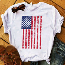 Load image into Gallery viewer, Women Shirt Plus Size American Women Striped Graphic Printed USA Flag
