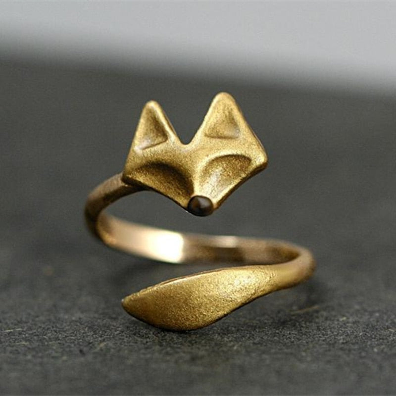 Female Little Fox Ring Open Adjustable