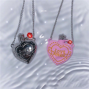 Hip-hop Three-dimensional Love Bottle Pink Necklace