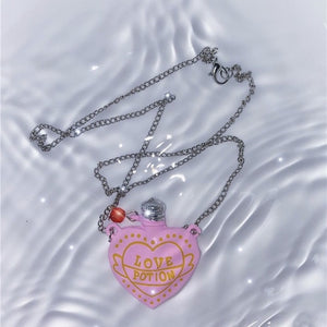 Hip-hop Three-dimensional Love Bottle Pink Necklace
