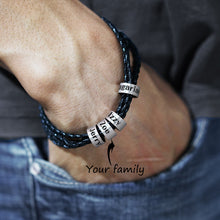 Load image into Gallery viewer, Personalized Mens Braided Genuine Leather Bracelet
