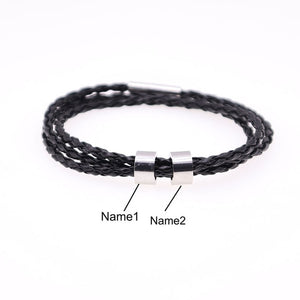Personalized Mens Braided Genuine Leather Bracelet