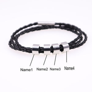 Personalized Mens Braided Genuine Leather Bracelet