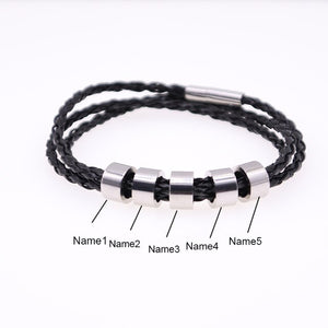 Personalized Mens Braided Genuine Leather Bracelet