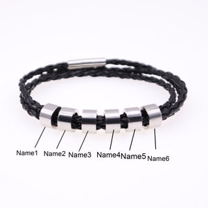 Personalized Mens Braided Genuine Leather Bracelet
