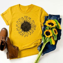 Load image into Gallery viewer, Golden Sunflower Print Women T Shirt
