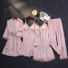 Load image into Gallery viewer, 2021 Print  Mulberry  Silk 5 Piece Pajama Set
